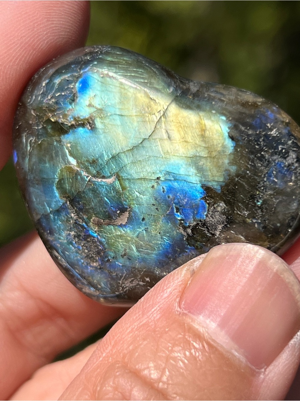 Labradorite (10) heart with stand | crystal
